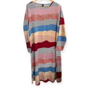 Colorful Striped Colorblock Long Sleeve Dress